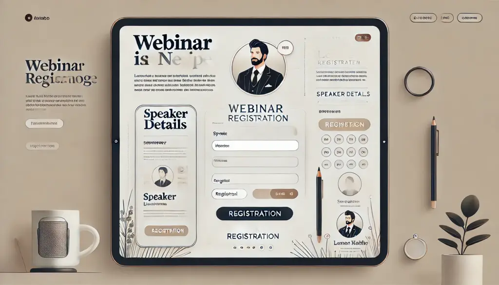 Ejemplo de landing page para registro en un webinar.