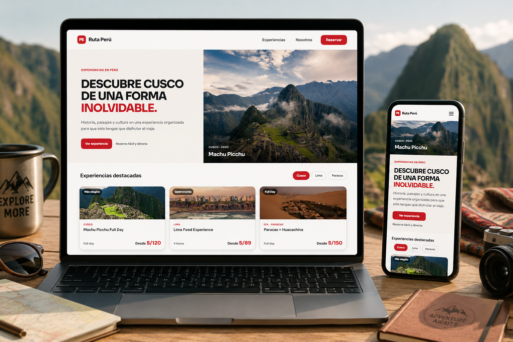 Ejemplo de landing page diseñada para vender tours online